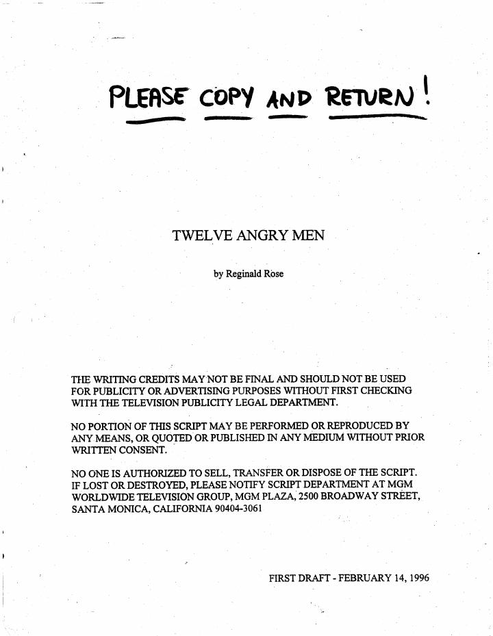 12 Angry Men (1957) screenplay PDF first page