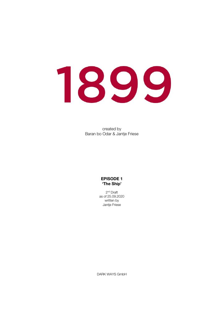 1899: 101: The Ship screenplay first page