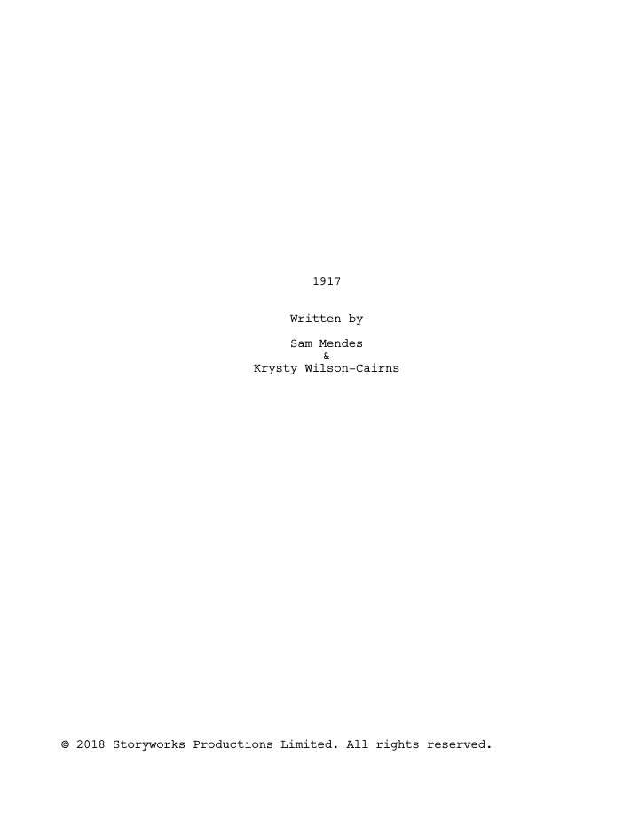 1917 screenplay first page