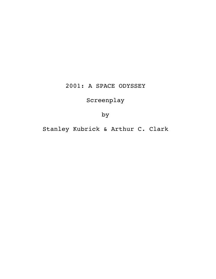 2001: A Space Odyssey screenplay first page