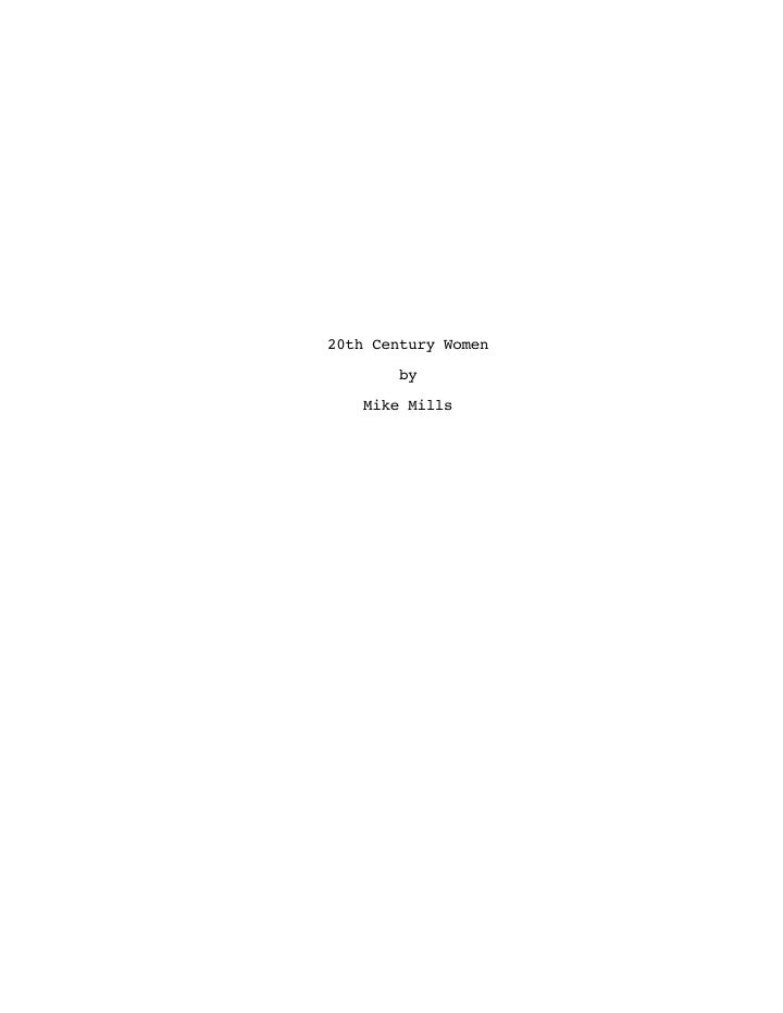 20th Century Women screenplay first page