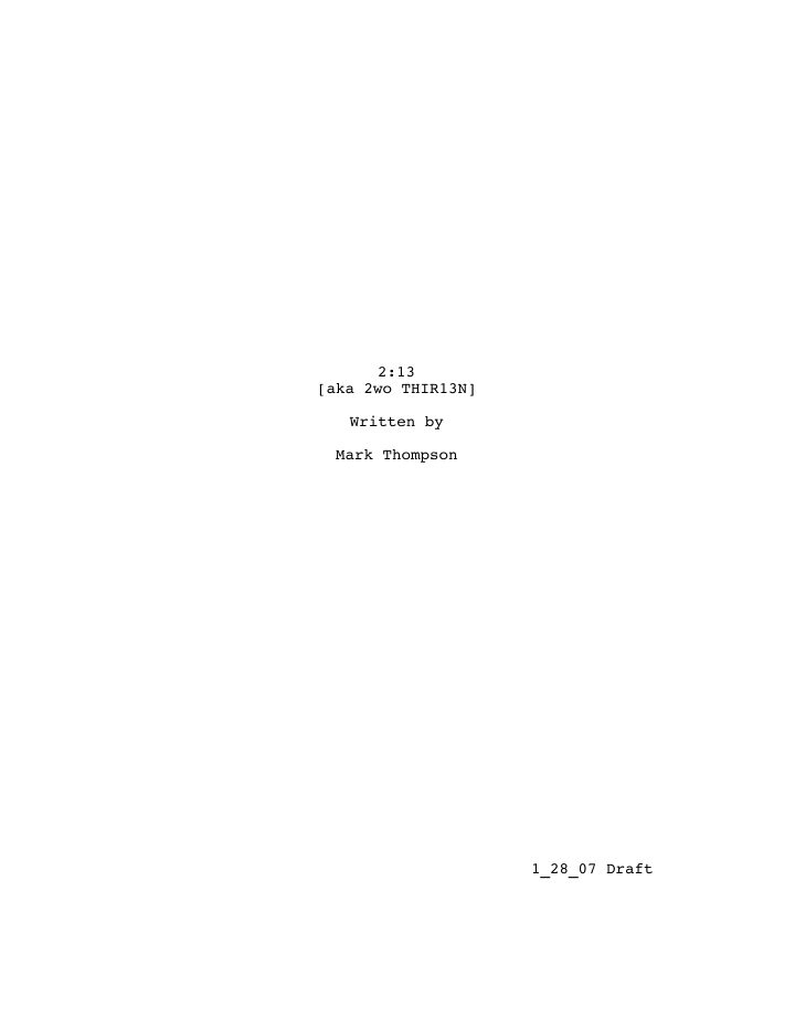 2:13 screenplay first page