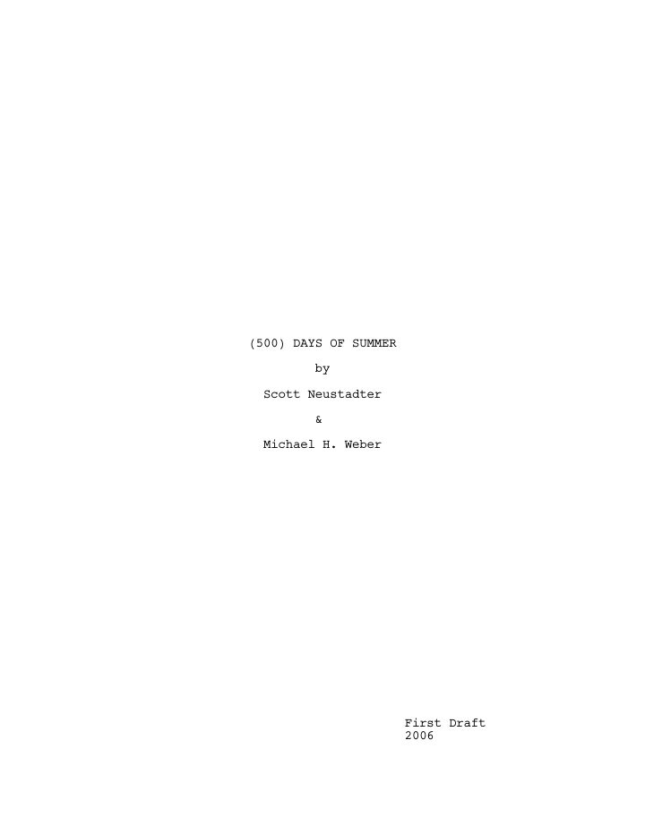 (500) Days of Summer screenplay first page