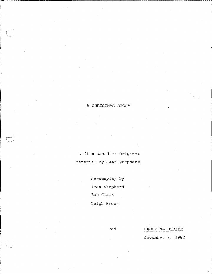 A Christmas Story screenplay first page