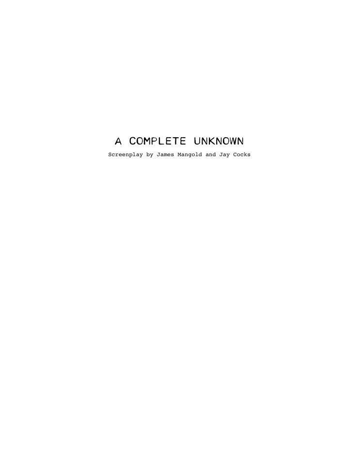 A Complete Unknown screenplay first page