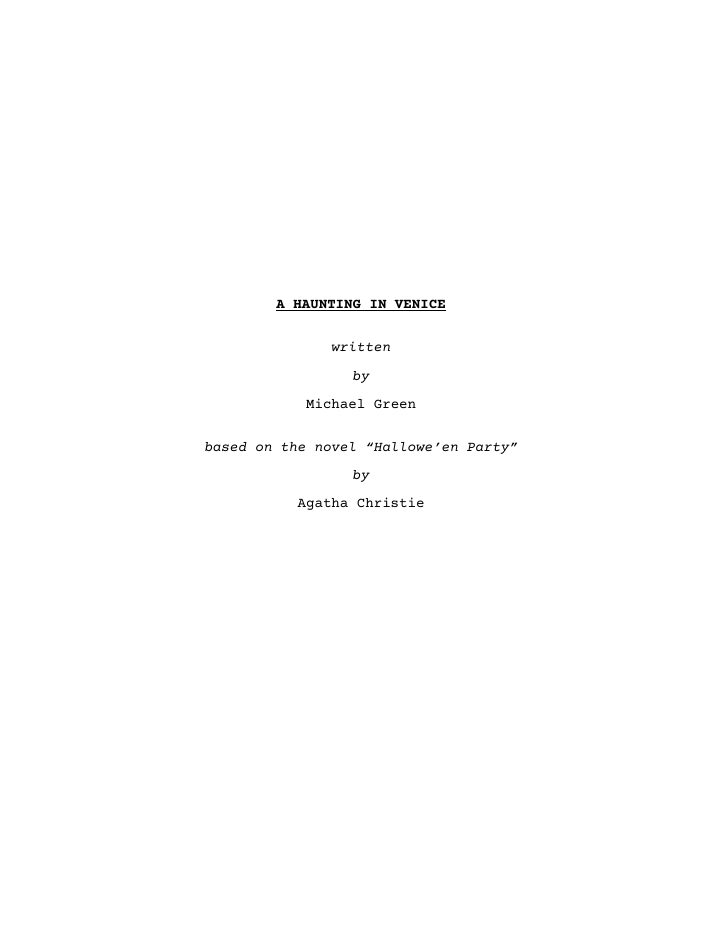 A Haunting in Venice screenplay first page
