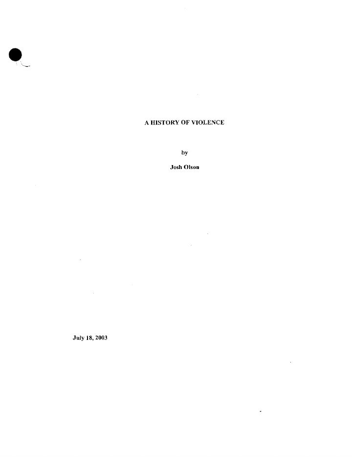 A History of Violence screenplay first page