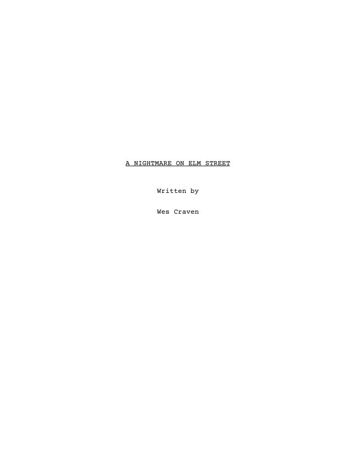 A Nightmare On Elm Street screenplay first page