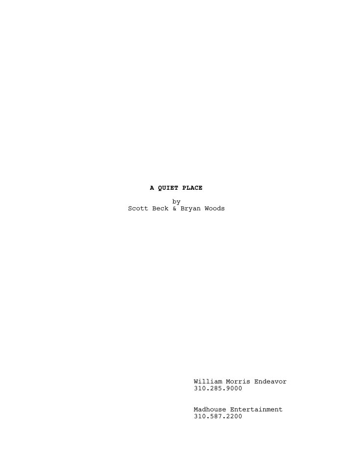 A Quiet Place screenplay first page