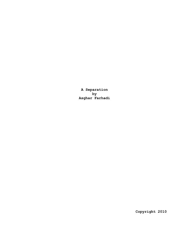 A Separation screenplay first page