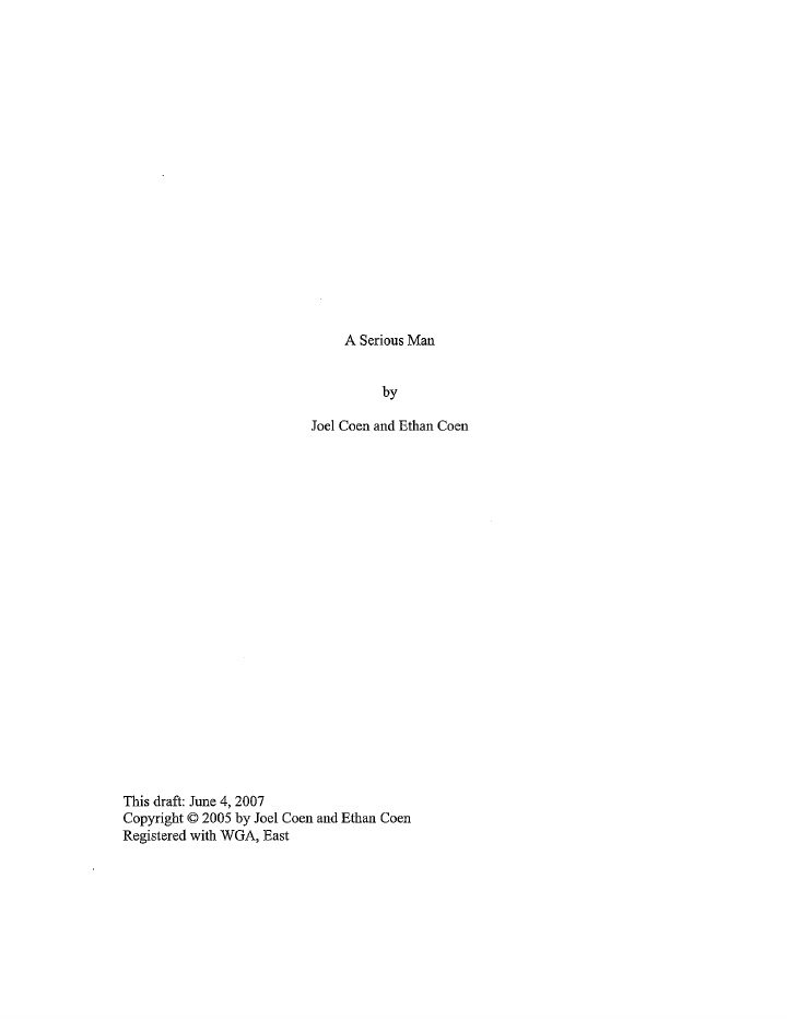A Serious Man screenplay first page