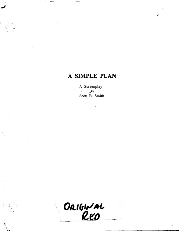 A Simple Plan screenplay first page