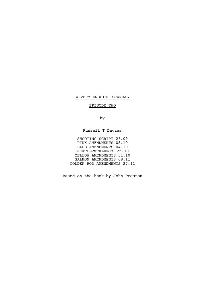 A Very English Scandal: 102: Episode #1.2 screenplay first page