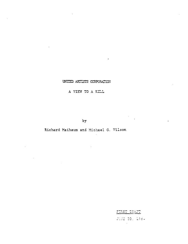 A View to a Kill screenplay first page
