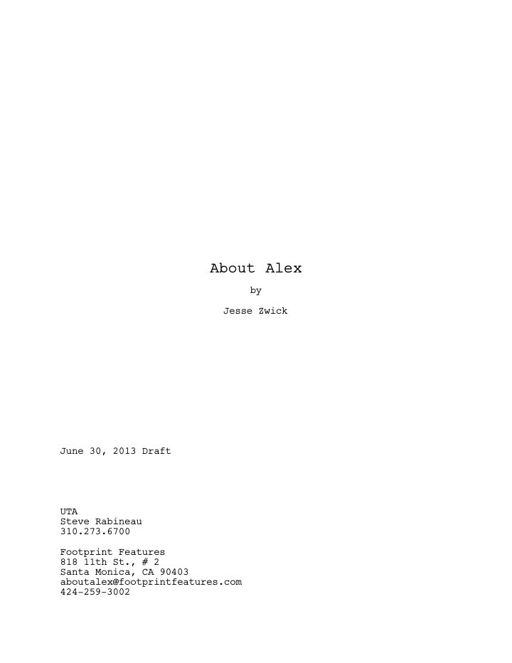 About Alex screenplay first page