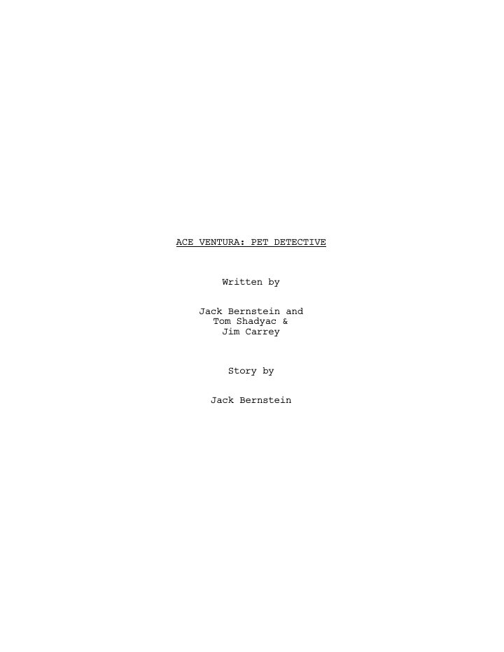 Ace Ventura: Pet Detective screenplay first page