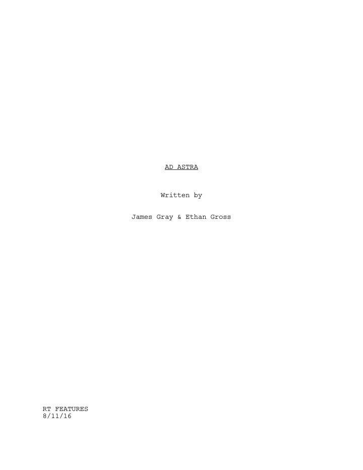 Ad Astra screenplay first page