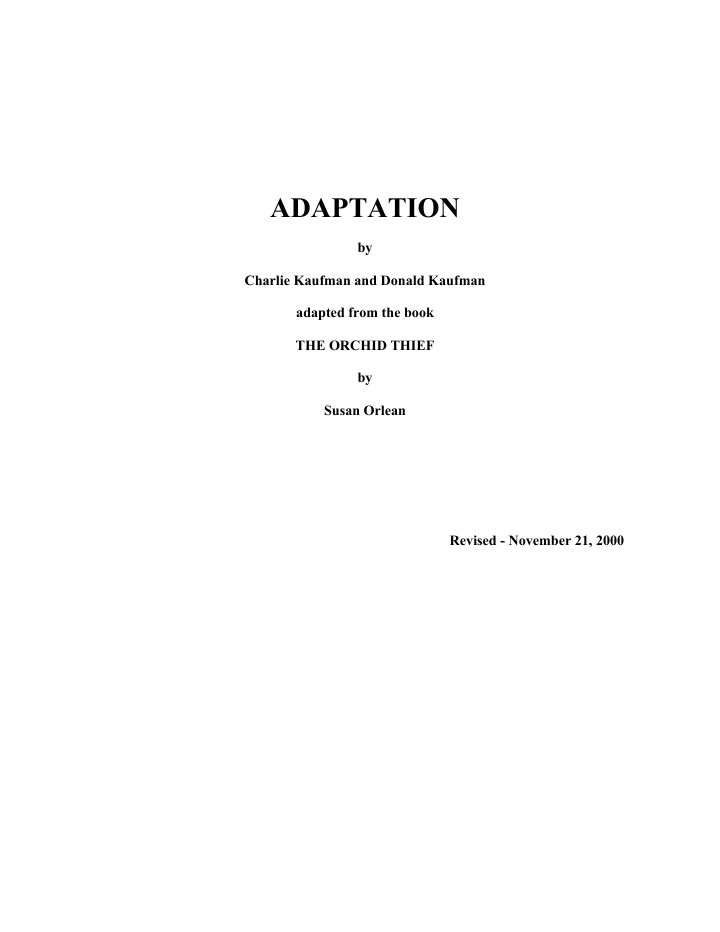 Adaptation screenplay first page