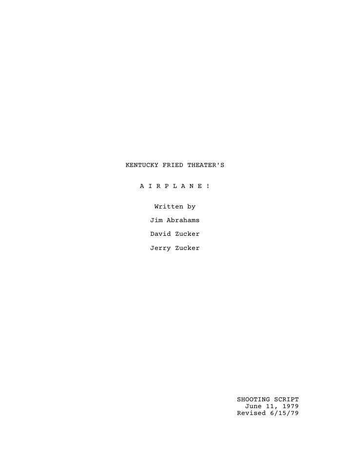 Airplane! screenplay first page
