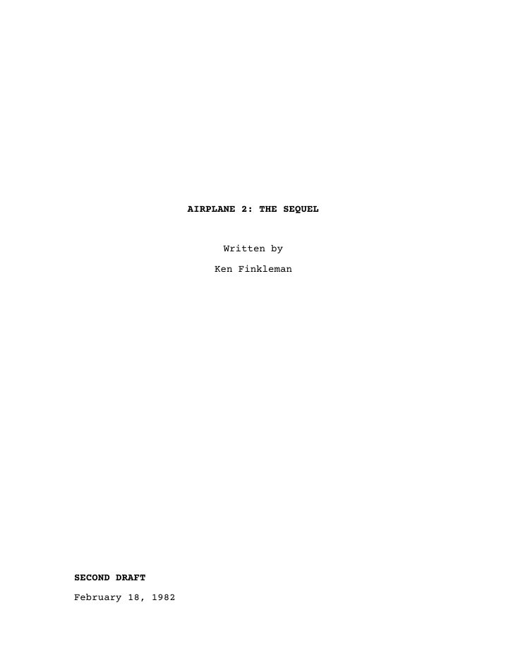 Airplane II: The Sequel screenplay first page