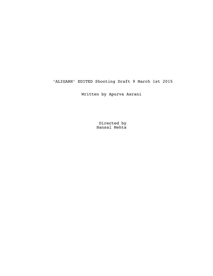 Aligarh screenplay first page