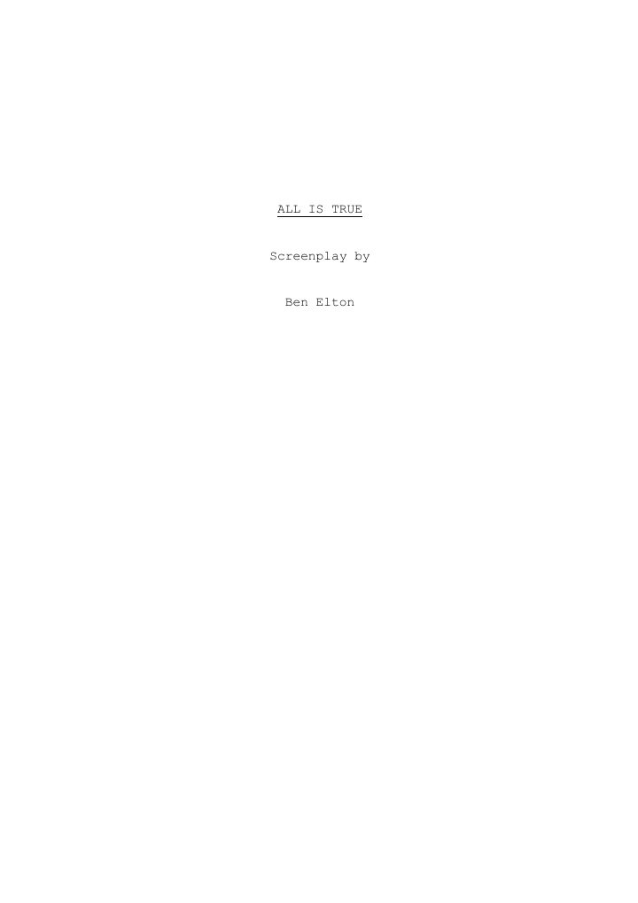 All is True screenplay first page