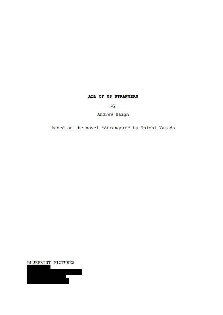All of Us Strangers screenplay first page