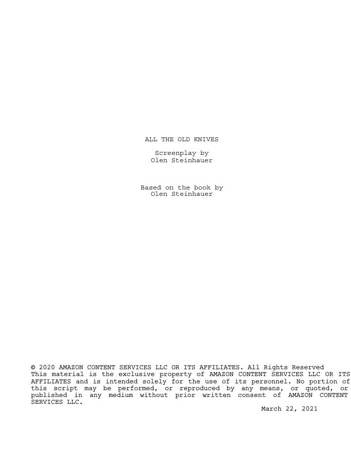 All the Old Knives screenplay first page