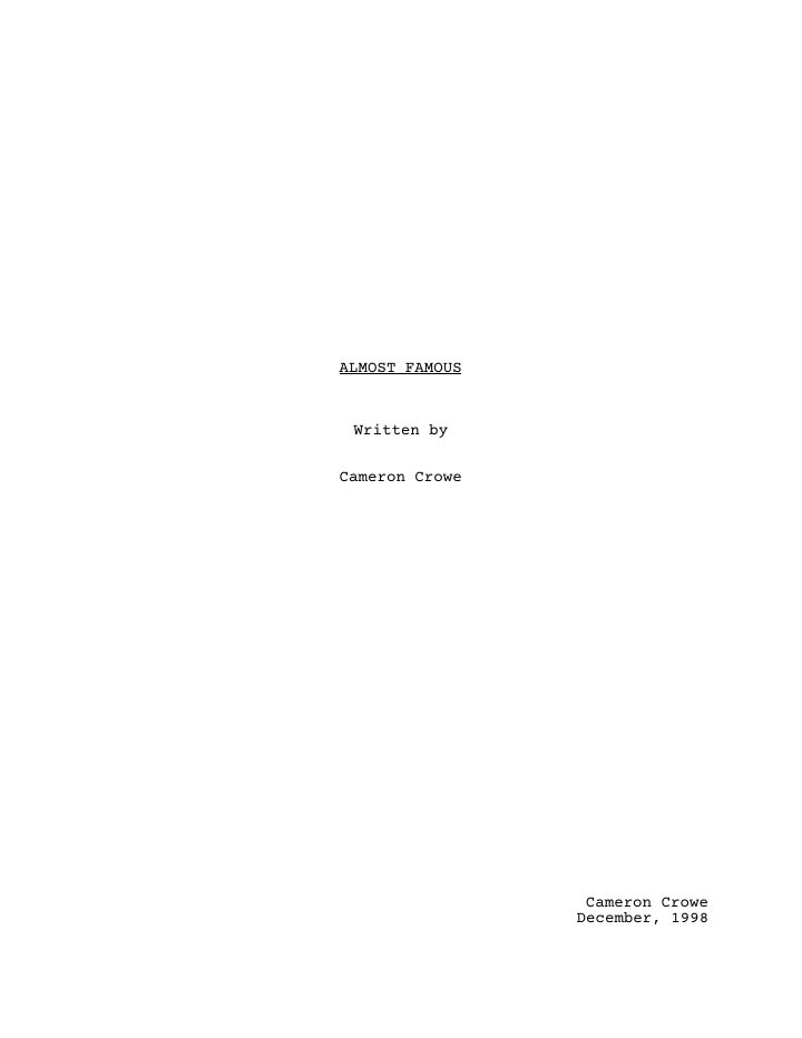 Almost Famous screenplay first page