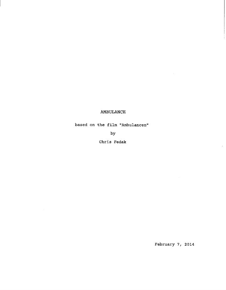 Ambulance screenplay first page