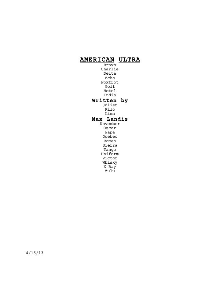 American Ultra screenplay first page