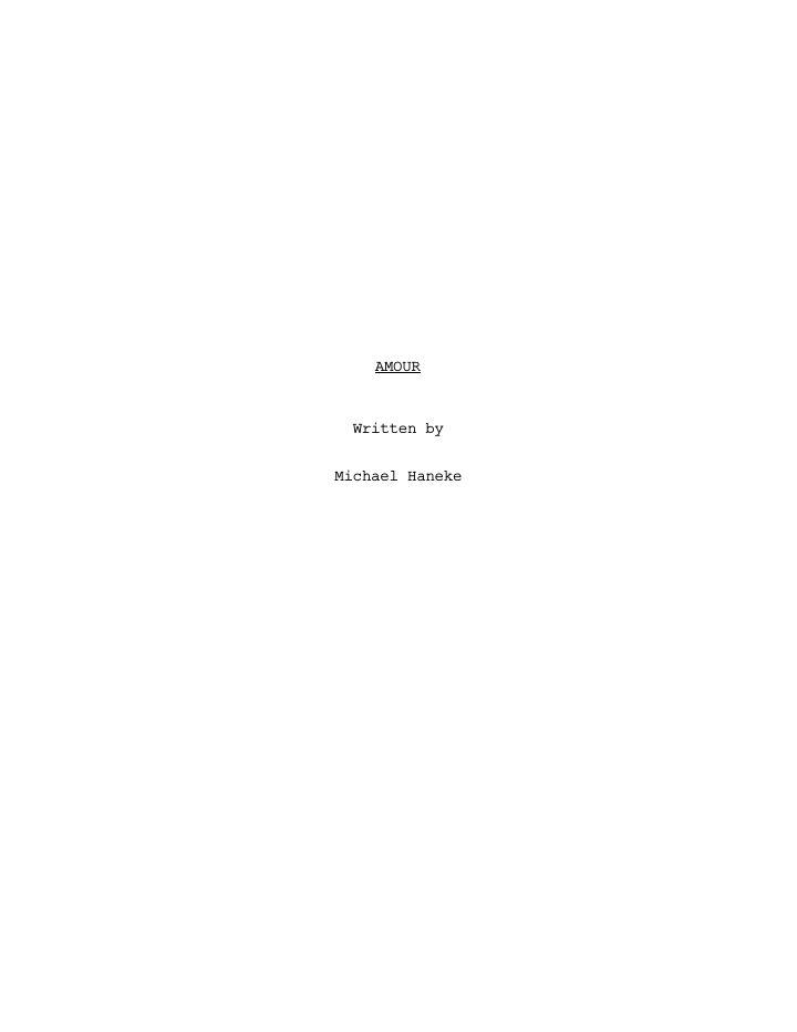 Amour screenplay first page