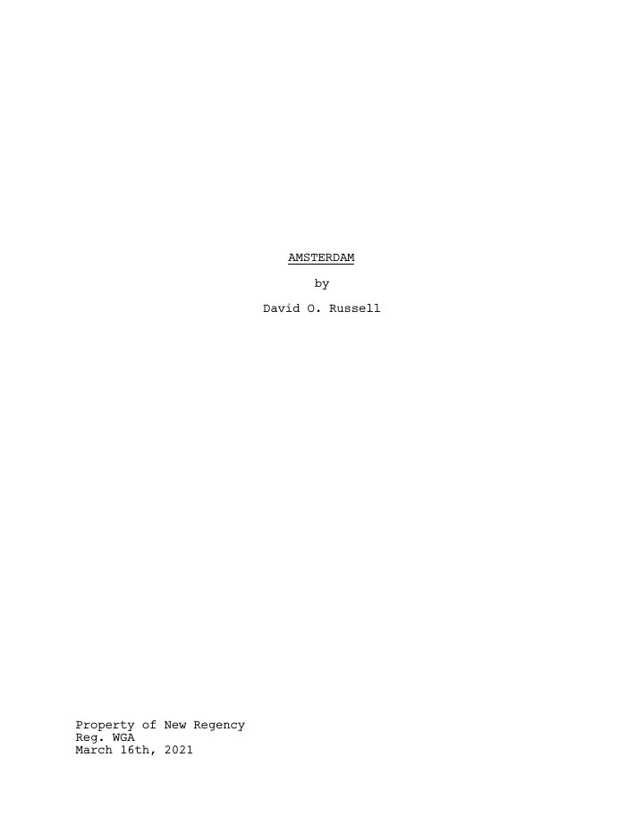 Amsterdam screenplay first page