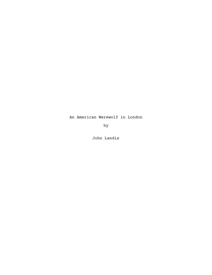 An American Werewolf in London screenplay first page