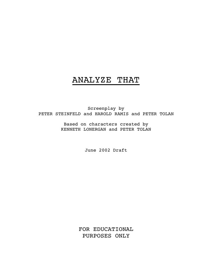 Analyze That screenplay first page