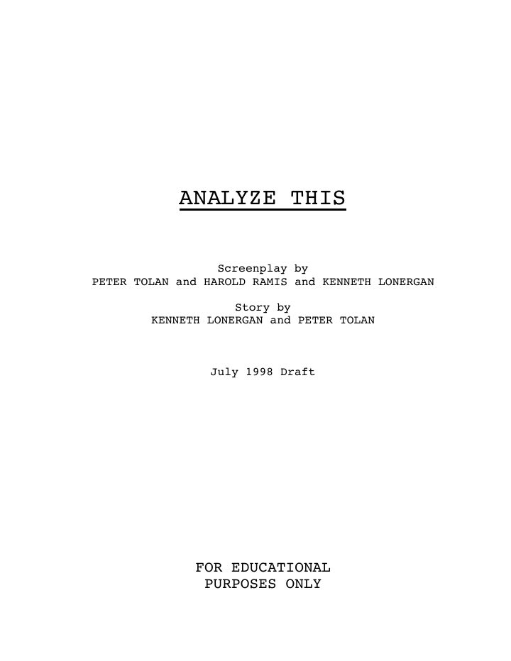 Analyze This screenplay first page