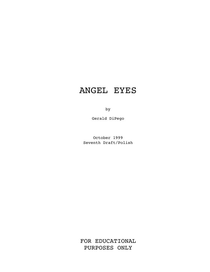 Angel Eyes screenplay first page