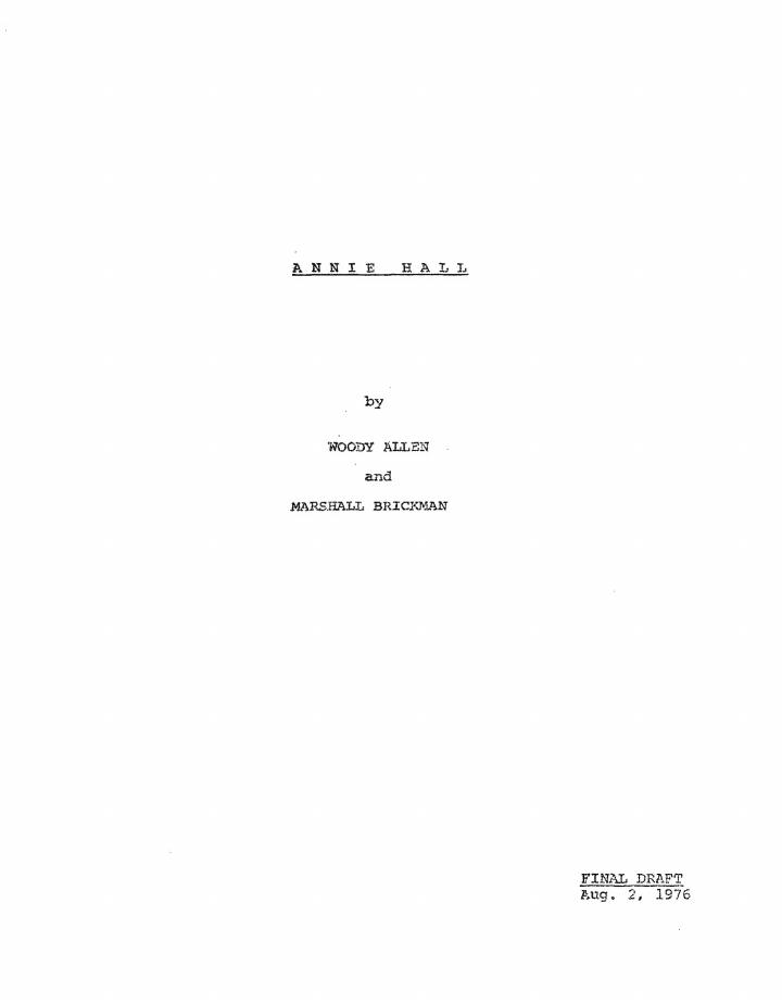 Annie Hall (1977) screenplay PDF first page