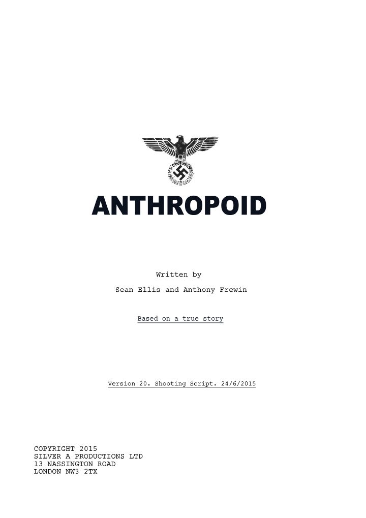 Anthropoid screenplay first page
