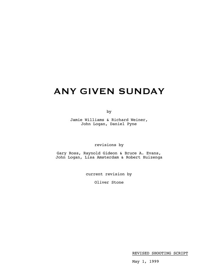 Any Given Sunday screenplay first page