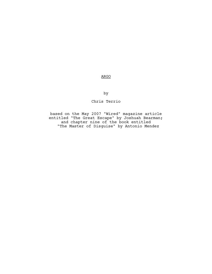Argo screenplay first page