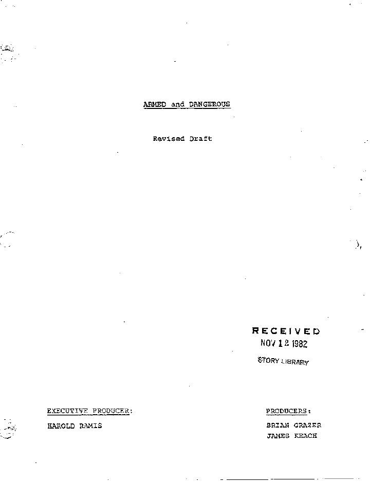 Armed and Dangerous screenplay first page