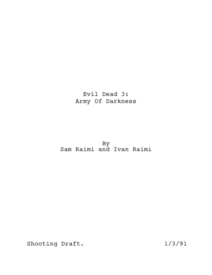 Army of Darkness screenplay first page