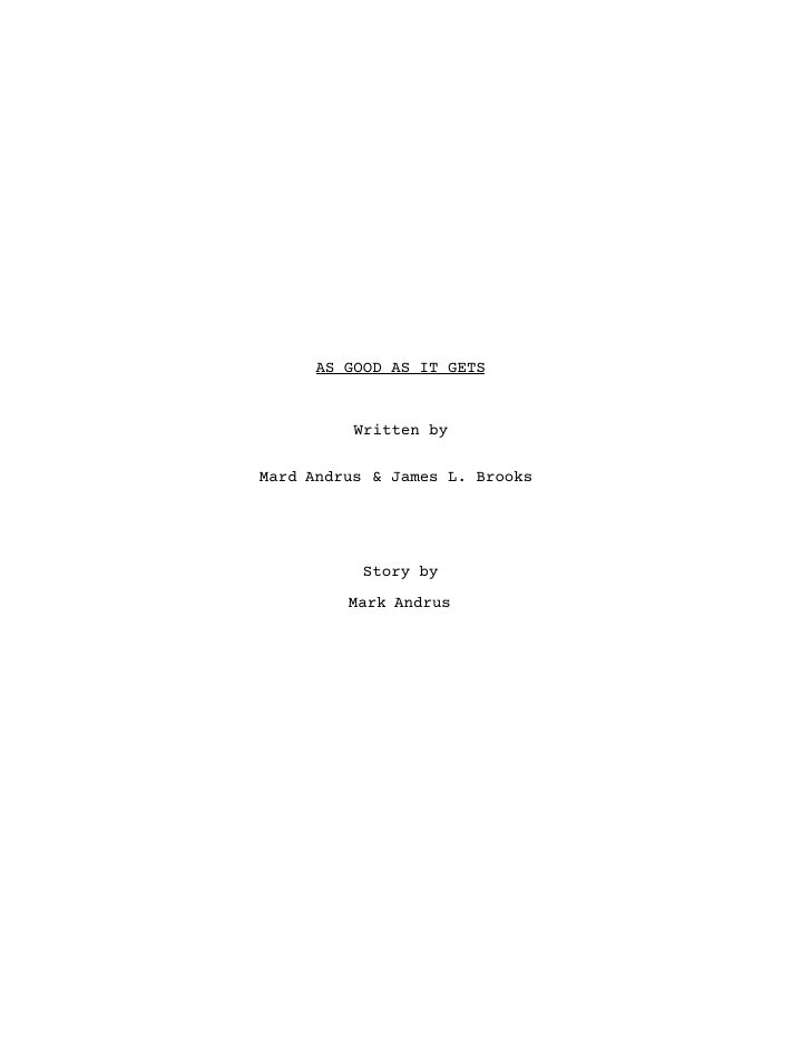 As Good as It Gets screenplay first page