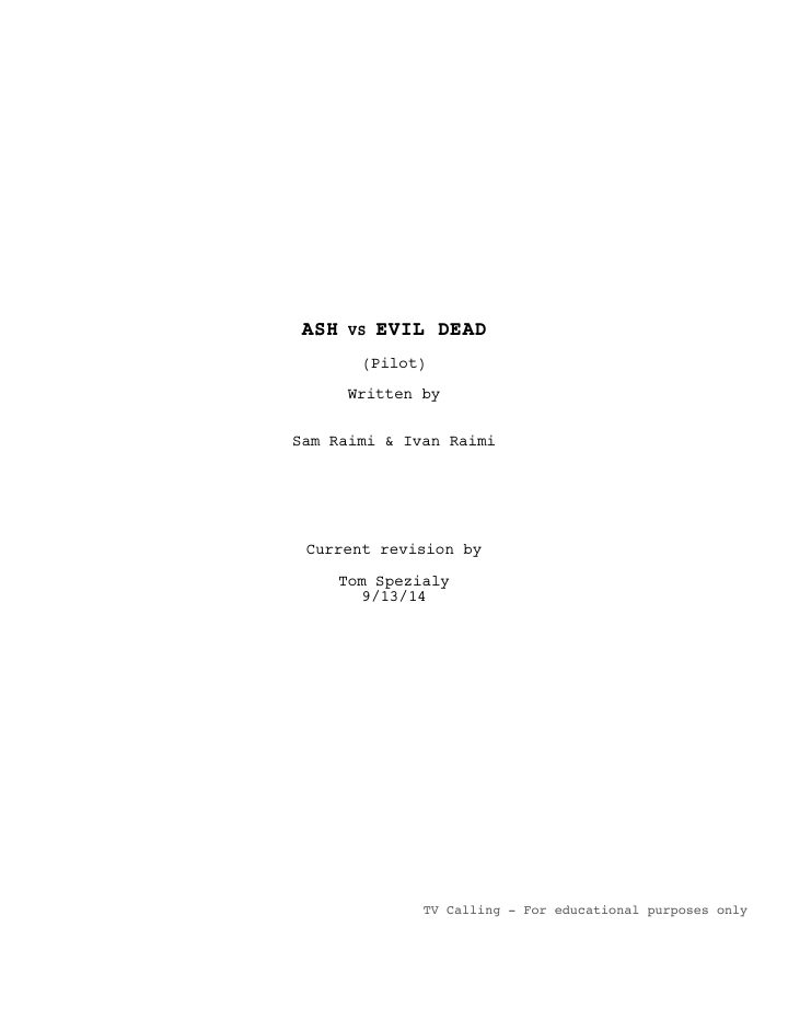 Ash vs Evil Dead: 101: El Jefe screenplay first page