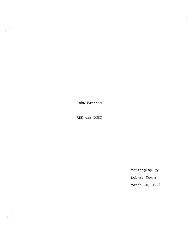 Ask the Dust screenplay first page