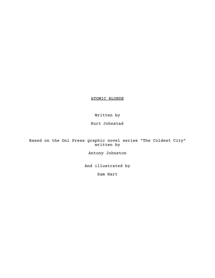 Atomic Blonde screenplay first page
