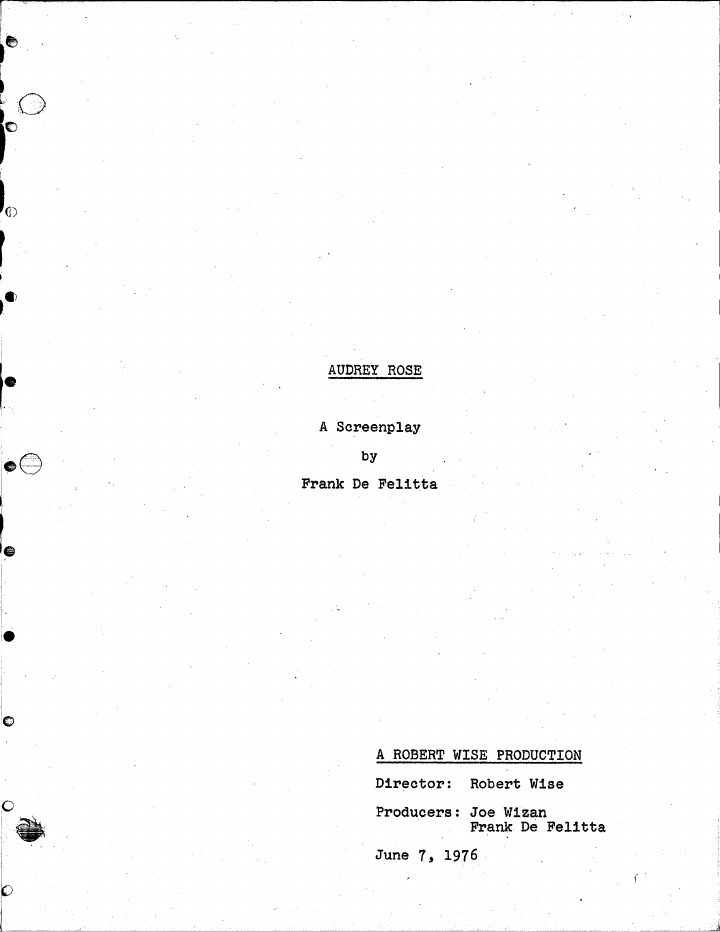 Audrey Rose screenplay first page