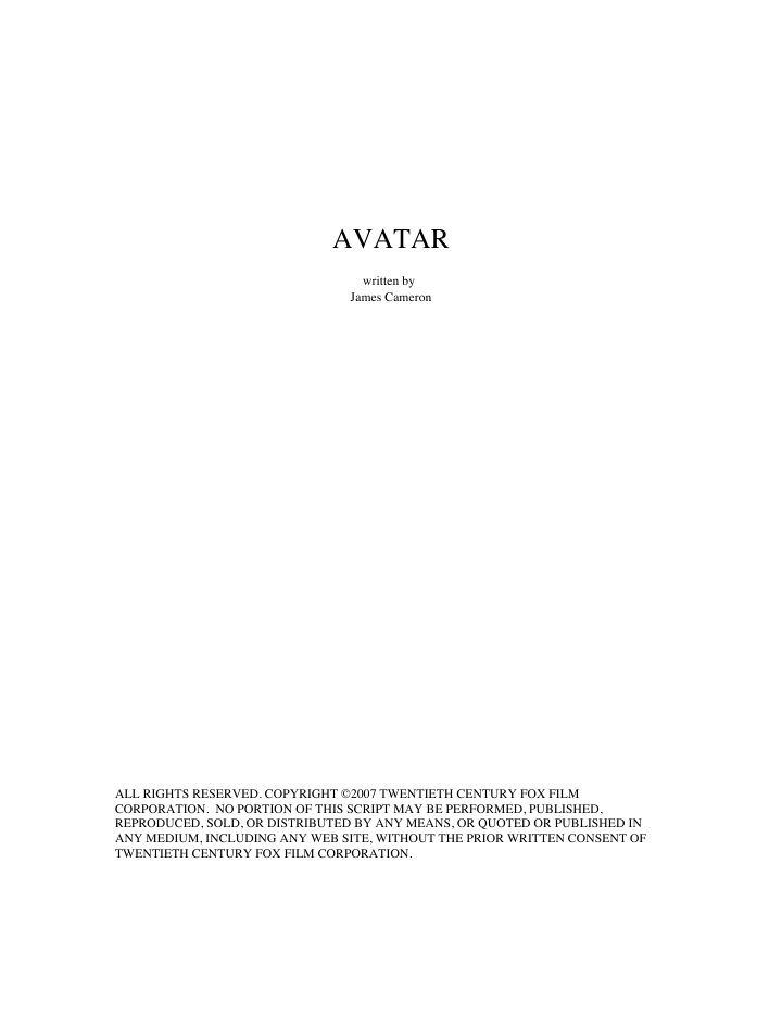 Avatar screenplay first page