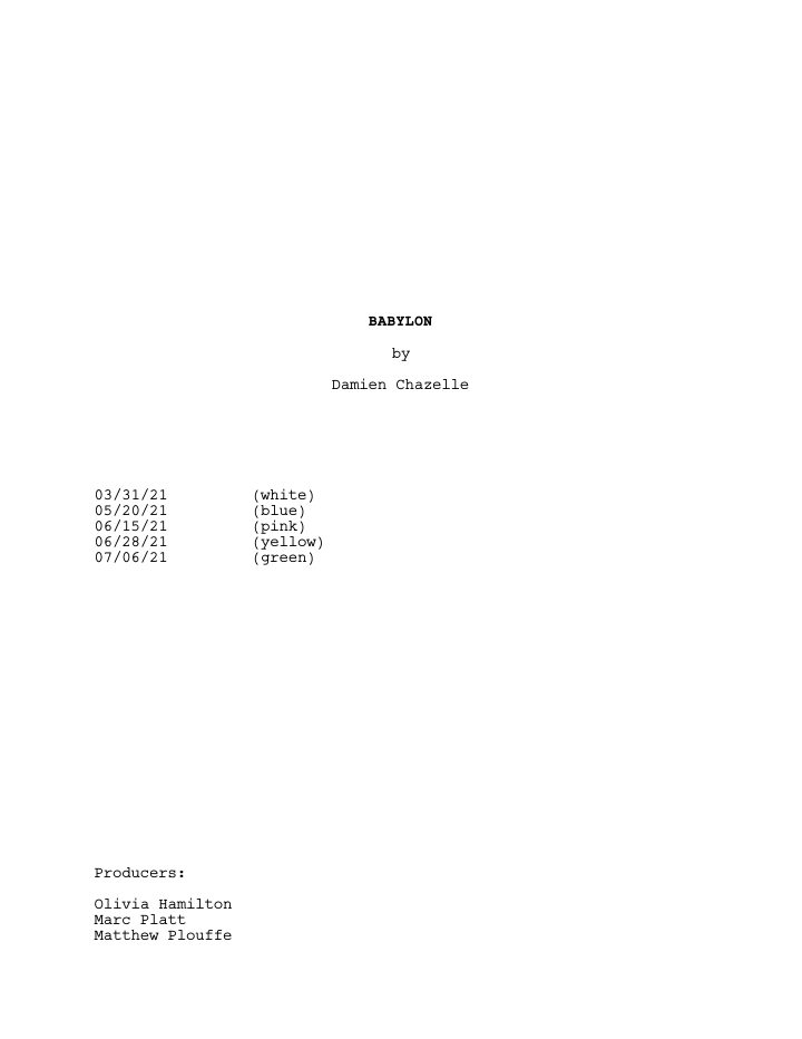Babylon screenplay first page